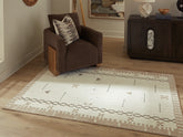 Prime Furniture - Ashley Furniture - Dot Rug - 7'8" x 10' Area Rug / Cream/Brown/Taupe - R407651